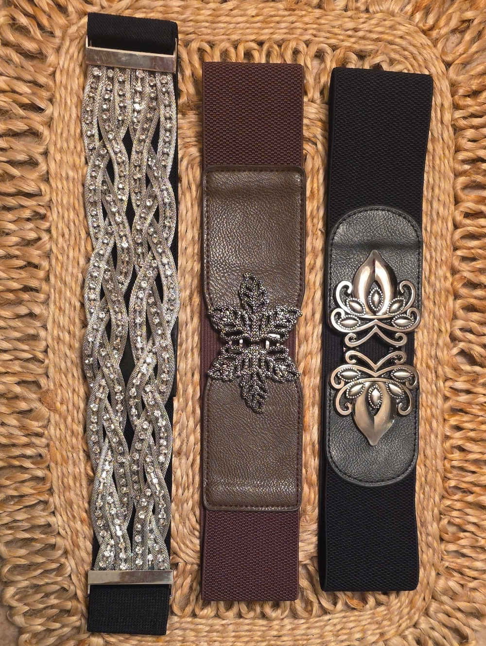 Le Château Wide Elastic Statement Cinch Belts - Lot of 3
